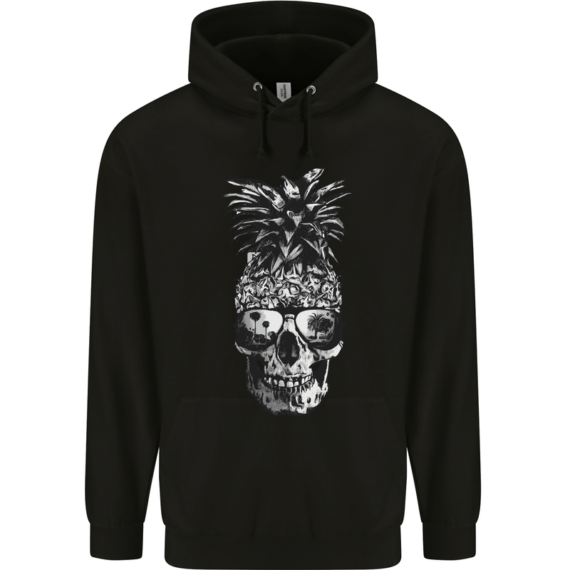 Pineapple Skull Surf Surfing Surfer Holiday Childrens Kids Hoodie Black