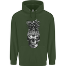 Pineapple Skull Surf Surfing Surfer Holiday Childrens Kids Hoodie Forest Green
