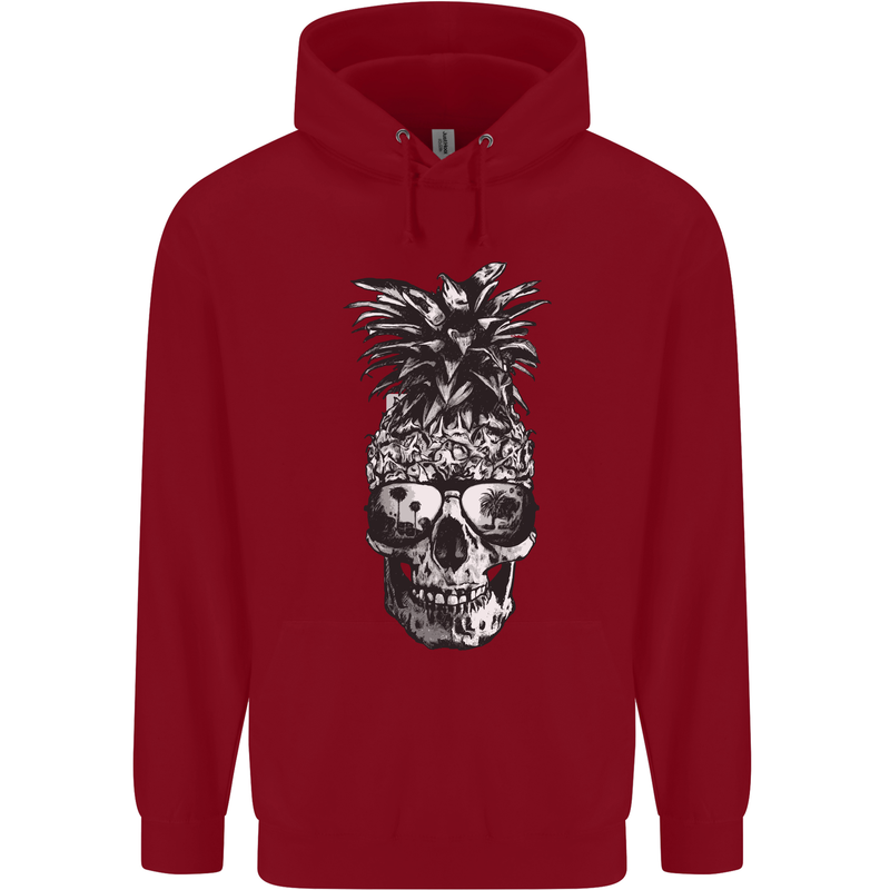 Pineapple Skull Surf Surfing Surfer Holiday Childrens Kids Hoodie Red