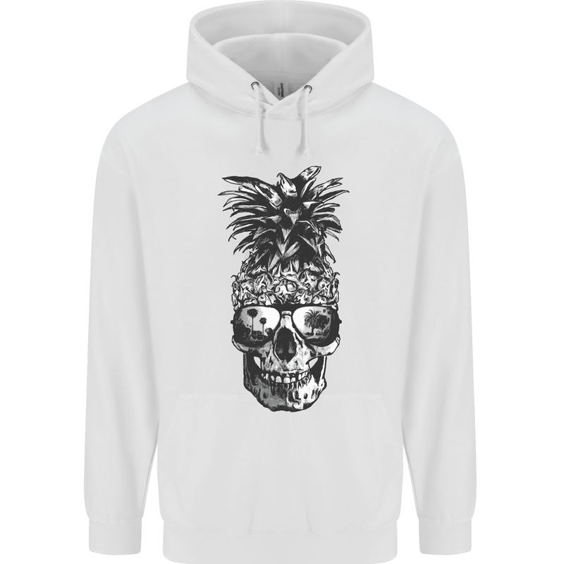 Pineapple Skull Surf Surfing Surfer Holiday Childrens Kids Hoodie White