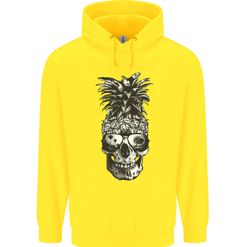 Pineapple Skull Surf Surfing Surfer Holiday Childrens Kids Hoodie Yellow