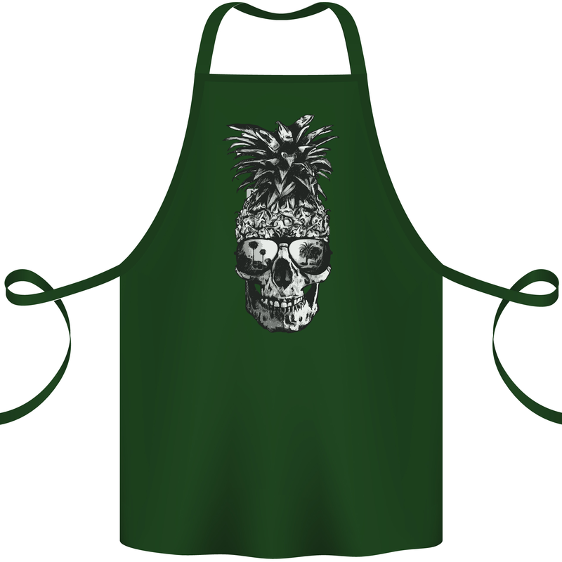 Pineapple Skull Surf Surfing Surfer Holiday Cotton Apron 100% Organic Forest Green