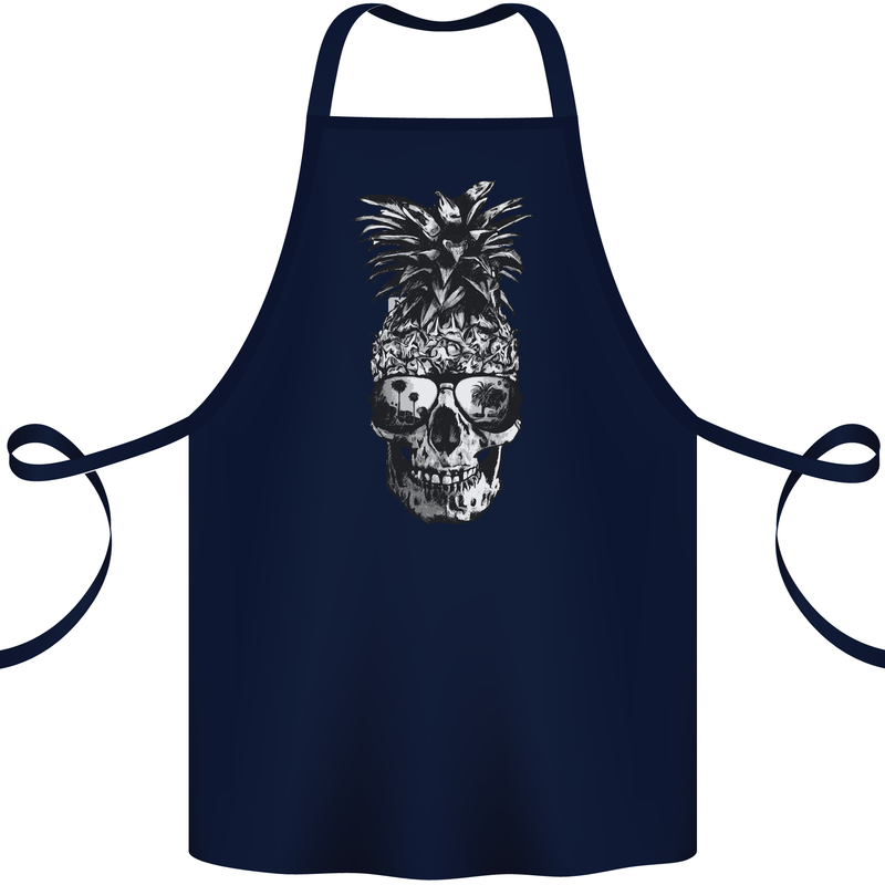 Pineapple Skull Surf Surfing Surfer Holiday Cotton Apron 100% Organic Navy Blue