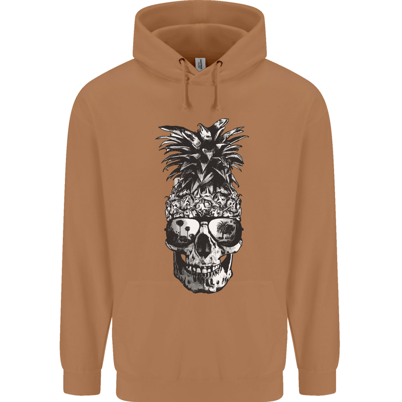 Pineapple Skull Surf Surfing Surfer Holiday Mens 80% Cotton Hoodie Caramel Latte