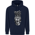 Pineapple Skull Surf Surfing Surfer Holiday Mens 80% Cotton Hoodie Navy Blue