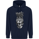 Pineapple Skull Surf Surfing Surfer Holiday Mens 80% Cotton Hoodie Navy Blue