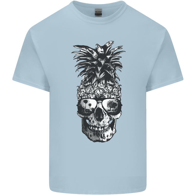 Pineapple Skull Surf Surfing Surfer Holiday Mens Cotton T-Shirt Tee Top Light Blue