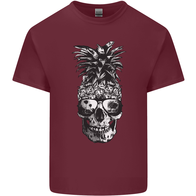 Pineapple Skull Surf Surfing Surfer Holiday Mens Cotton T-Shirt Tee Top Maroon
