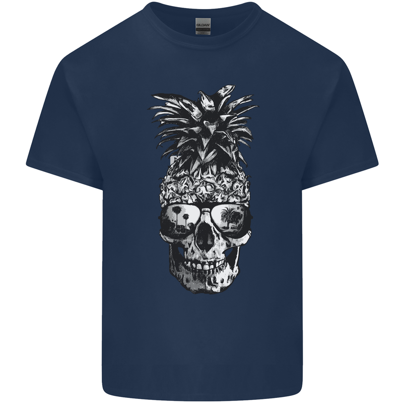 Pineapple Skull Surf Surfing Surfer Holiday Mens Cotton T-Shirt Tee Top Navy Blue