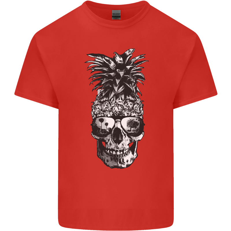 Pineapple Skull Surf Surfing Surfer Holiday Mens Cotton T-Shirt Tee Top Red