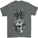 Pineapple Skull Surf Surfing Surfer Holiday Mens T-Shirt Cotton Gildan Charcoal