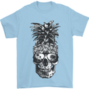 Pineapple Skull Surf Surfing Surfer Holiday Mens T-Shirt Cotton Gildan Light Blue