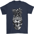 Pineapple Skull Surf Surfing Surfer Holiday Mens T-Shirt Cotton Gildan Navy Blue