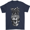 Pineapple Skull Surf Surfing Surfer Holiday Mens T-Shirt Cotton Gildan Navy Blue