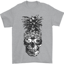 Pineapple Skull Surf Surfing Surfer Holiday Mens T-Shirt Cotton Gildan Sports Grey