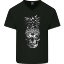 Pineapple Skull Surf Surfing Surfer Holiday Mens V-Neck Cotton T-Shirt Black