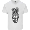 Pineapple Skull Surf Surfing Surfer Holiday Mens V-Neck Cotton T-Shirt White