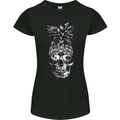 Pineapple Skull Surf Surfing Surfer Holiday Womens Petite Cut T-Shirt Black