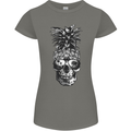 Pineapple Skull Surf Surfing Surfer Holiday Womens Petite Cut T-Shirt Charcoal