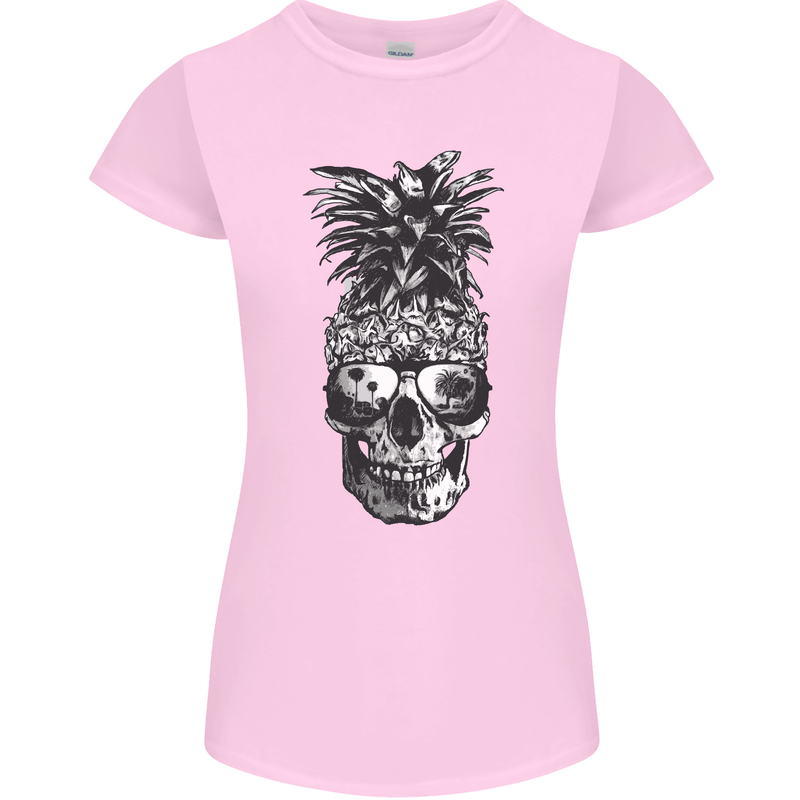 Pineapple Skull Surf Surfing Surfer Holiday Womens Petite Cut T-Shirt Light Pink