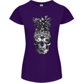 Pineapple Skull Surf Surfing Surfer Holiday Womens Petite Cut T-Shirt Purple