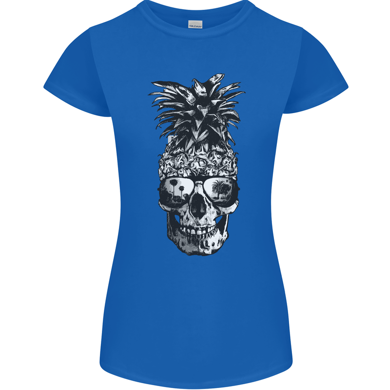Pineapple Skull Surf Surfing Surfer Holiday Womens Petite Cut T-Shirt Royal Blue