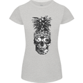 Pineapple Skull Surf Surfing Surfer Holiday Womens Petite Cut T-Shirt Sports Grey
