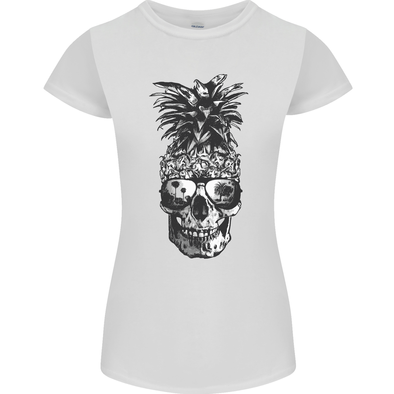 Pineapple Skull Surf Surfing Surfer Holiday Womens Petite Cut T-Shirt White