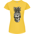 Pineapple Skull Surf Surfing Surfer Holiday Womens Petite Cut T-Shirt Yellow