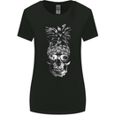 Pineapple Skull Surf Surfing Surfer Holiday Womens Wider Cut T-Shirt Black