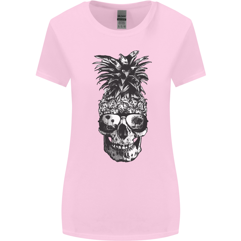 Pineapple Skull Surf Surfing Surfer Holiday Womens Wider Cut T-Shirt Light Pink