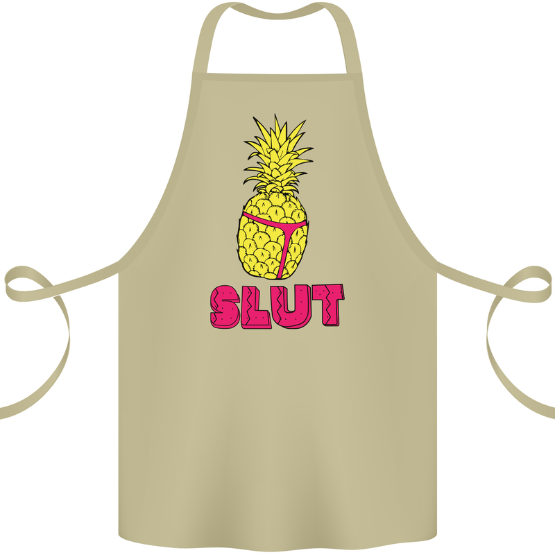 Pineapple Slut Funny Movie Theme Cotton Apron 100% Organic Khaki