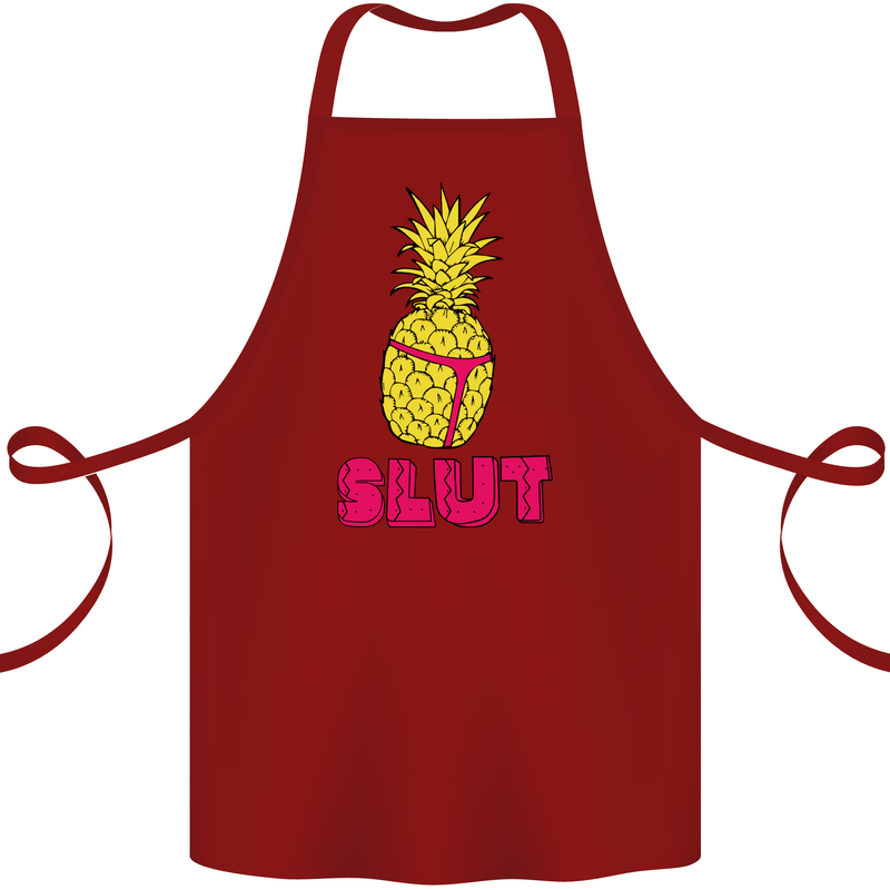 Pineapple Slut Funny Movie Theme Cotton Apron 100% Organic Maroon