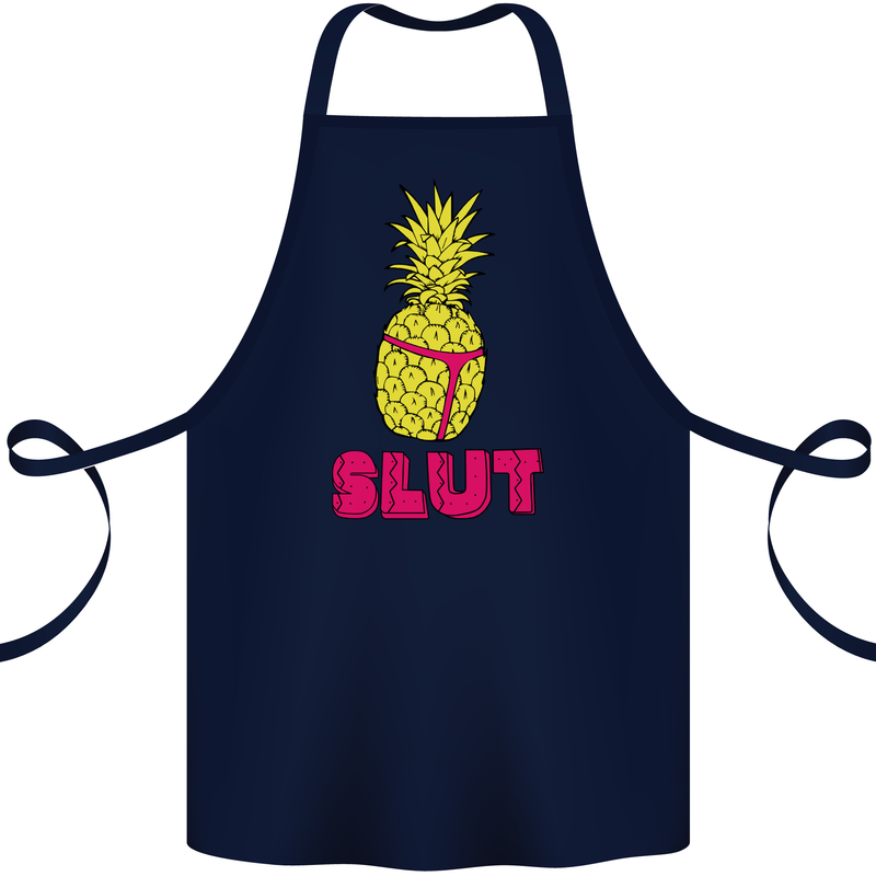 Pineapple Slut Funny Movie Theme Cotton Apron 100% Organic Navy Blue