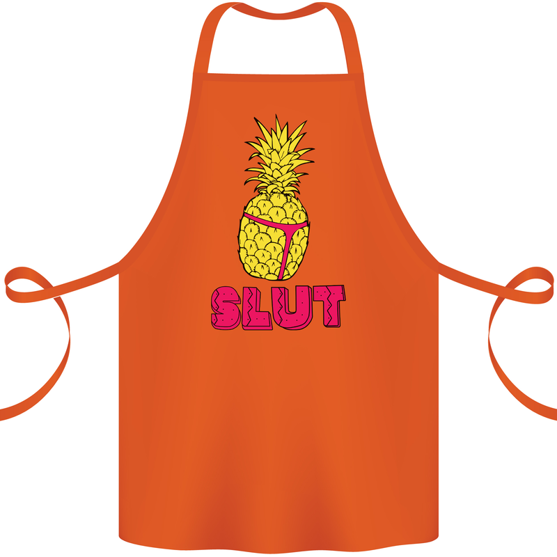 Pineapple Slut Funny Movie Theme Cotton Apron 100% Organic Orange