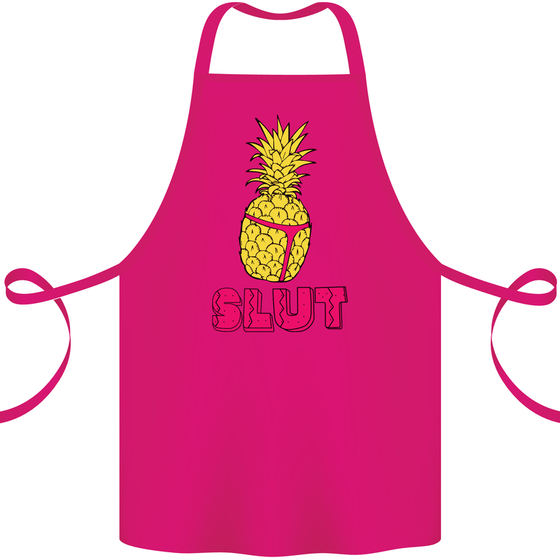 Pineapple Slut Funny Movie Theme Cotton Apron 100% Organic Pink
