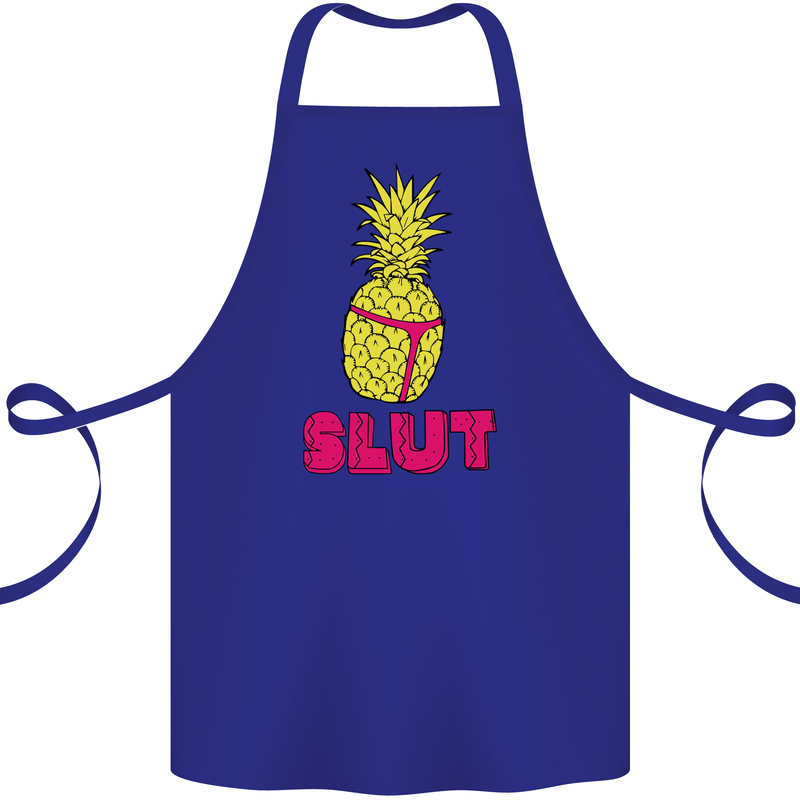 Pineapple Slut Funny Movie Theme Cotton Apron 100% Organic Royal Blue