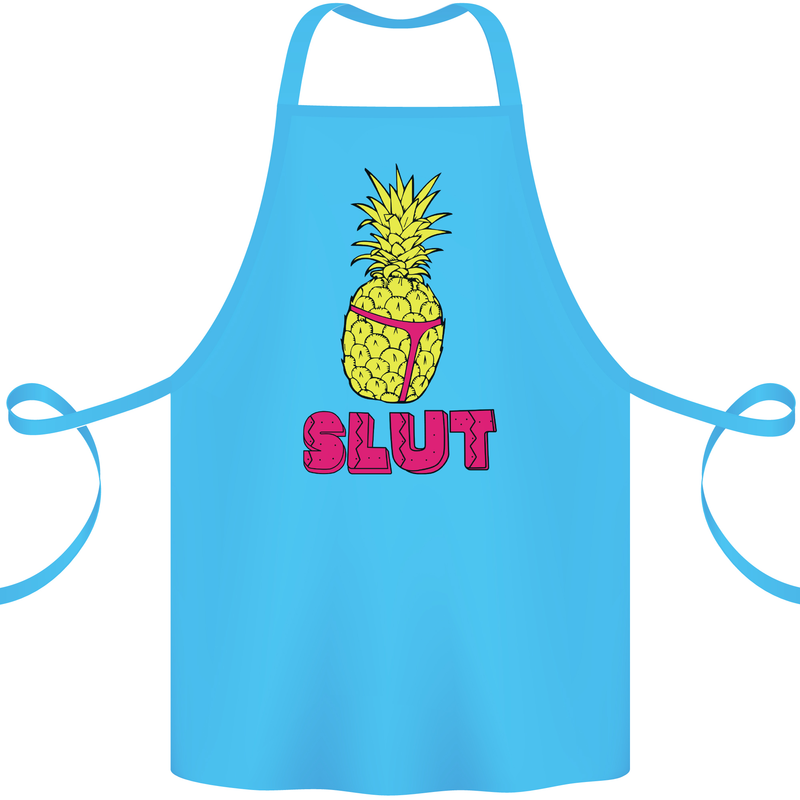 Pineapple Slut Funny Movie Theme Cotton Apron 100% Organic Turquoise