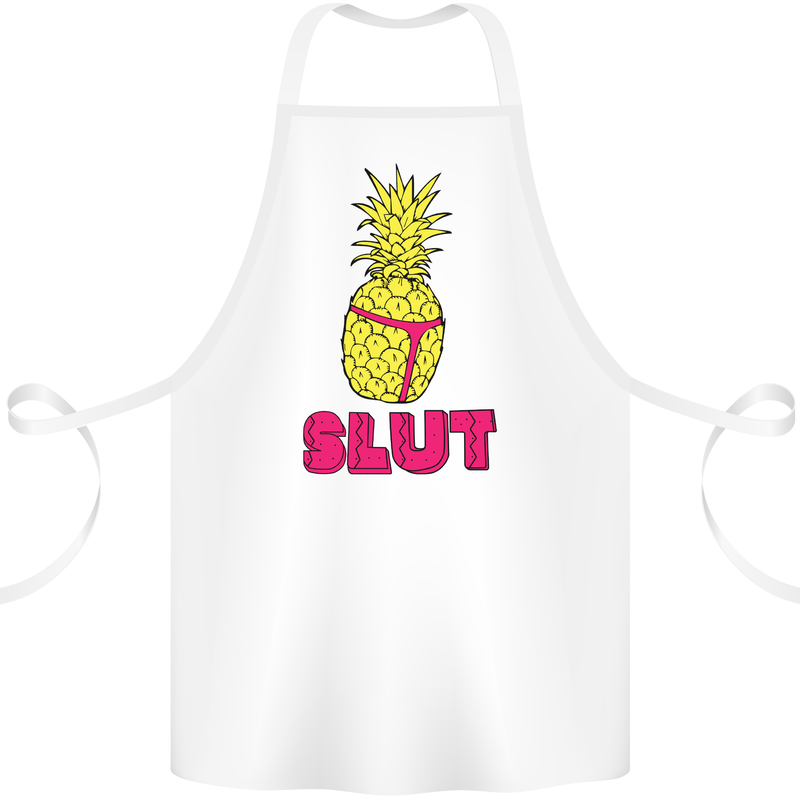 Pineapple Slut Funny Movie Theme Cotton Apron 100% Organic White