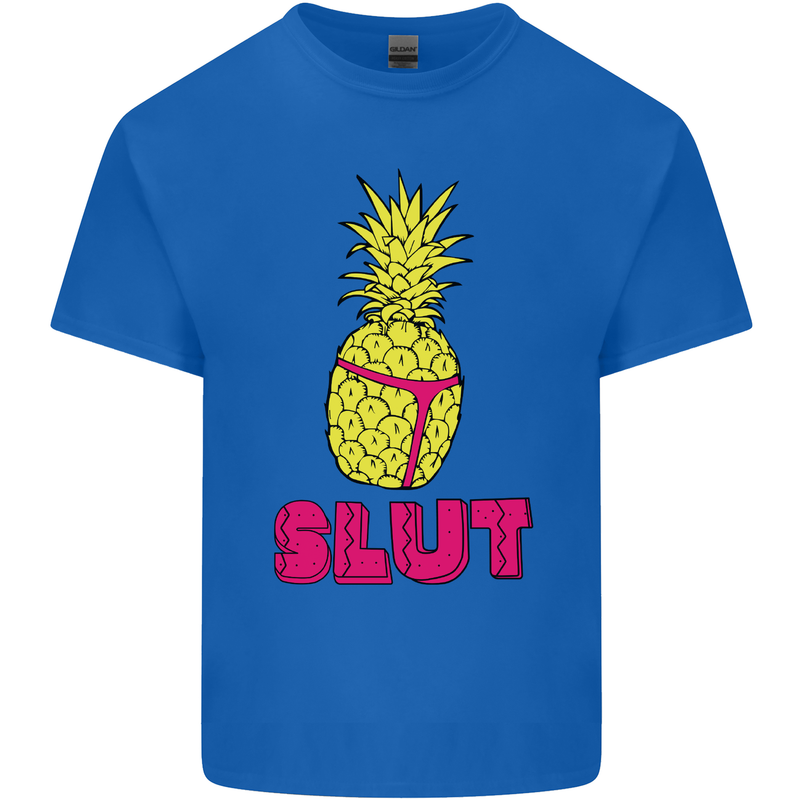 Pineapple Slut Funny Movie Theme Mens Cotton T-Shirt Tee Top Royal Blue