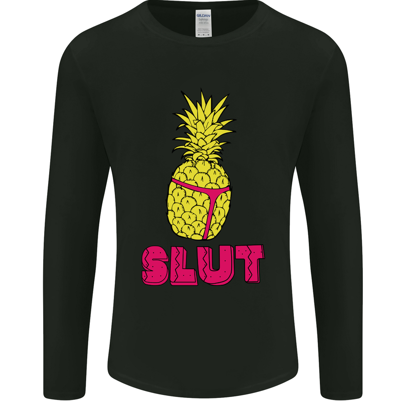 Pineapple Slut Funny Movie Theme Mens Long Sleeve T-Shirt Black