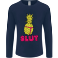 Pineapple Slut Funny Movie Theme Mens Long Sleeve T-Shirt Navy Blue