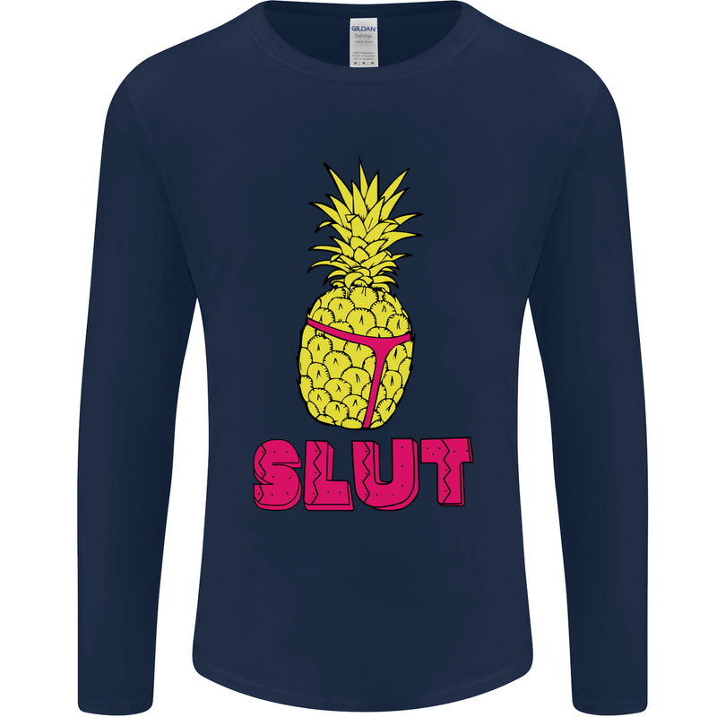 Pineapple Slut Funny Movie Theme Mens Long Sleeve T-Shirt Navy Blue