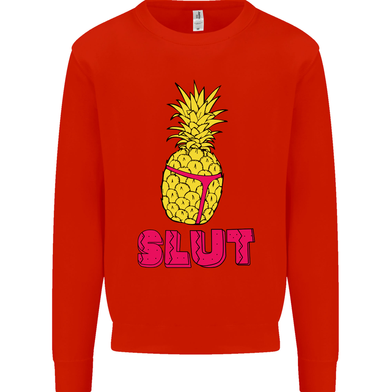 Pineapple Slut Funny Movie Theme Mens Sweatshirt Jumper Bright Red