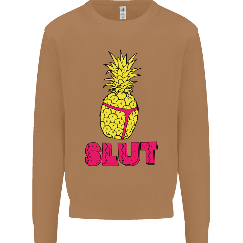 Pineapple Slut Funny Movie Theme Mens Sweatshirt Jumper Caramel Latte