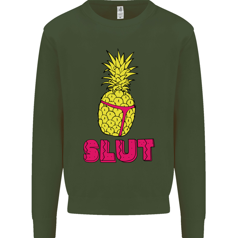 Pineapple Slut Funny Movie Theme Mens Sweatshirt Jumper Forest Green
