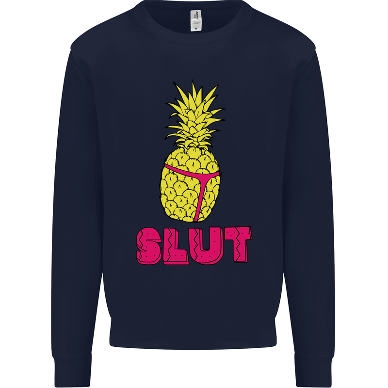 Pineapple Slut Funny Movie Theme Mens Sweatshirt Jumper Navy Blue