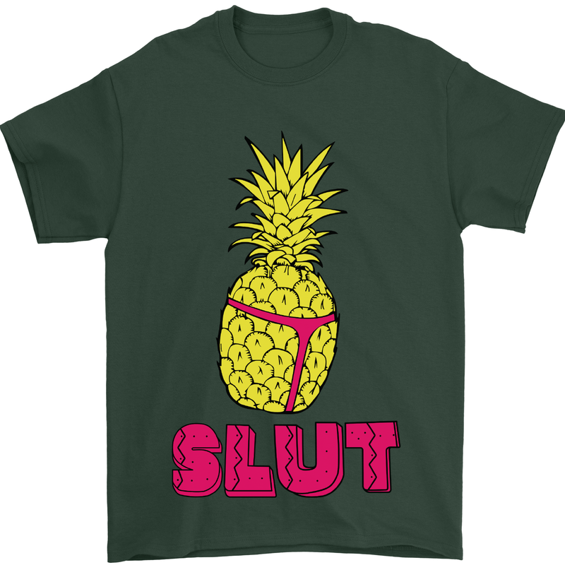 Pineapple Slut Funny Movie Theme Mens T-Shirt Cotton Gildan Forest Green