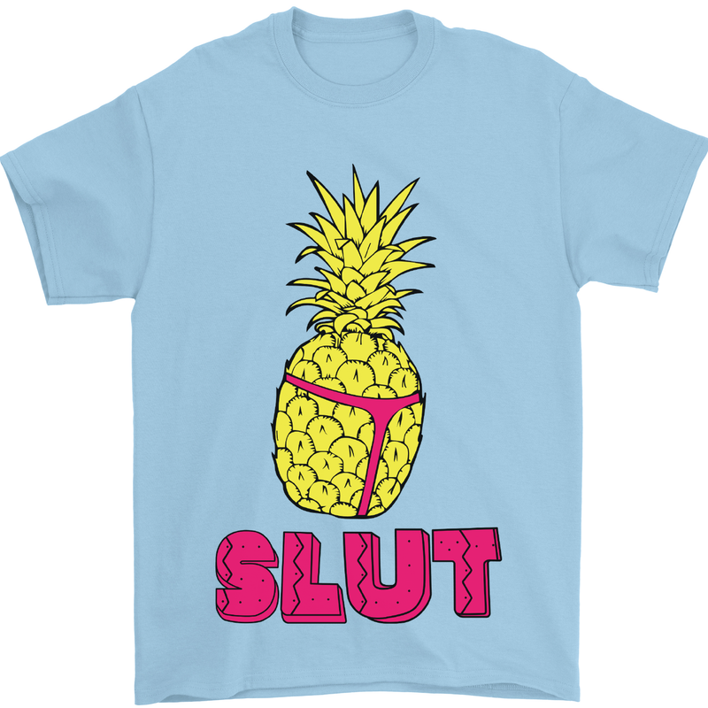 Pineapple Slut Funny Movie Theme Mens T-Shirt Cotton Gildan Light Blue