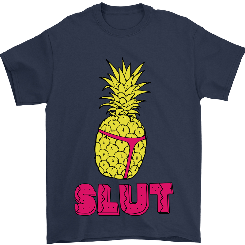 Pineapple Slut Funny Movie Theme Mens T-Shirt Cotton Gildan Navy Blue